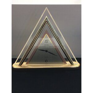 Vintage Seiko Triangular Standing  Clock Quartz Acrylic Gold QSG203G Japan